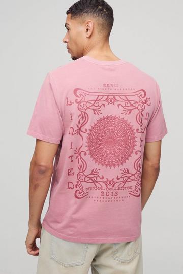 T-shirt oversize délavé imprimé dusty pink