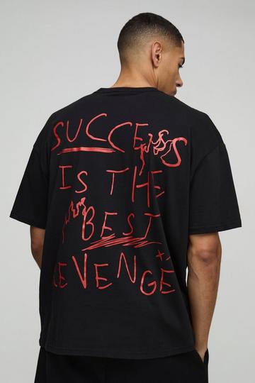 Oversized Success Slogan Print T-Shirt black