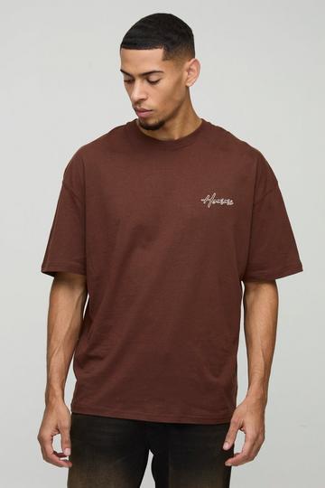 Oversized Embroidered Homme T-Shirt chocolate