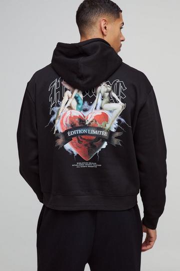 Oversized Boxy Limited Edition Heart Gothic Graphic Hoodie black