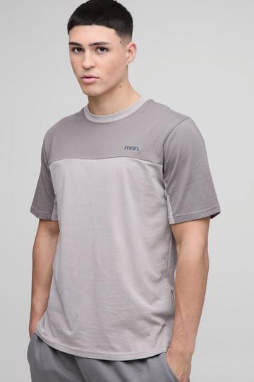 Grey Regular Fit Man Colour Block T-Shirt