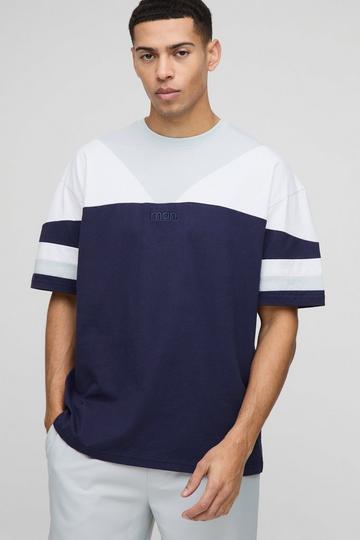 Oversized Man Colour Block T-Shirt navy