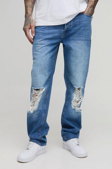 Tall Relaxed Ripped Rigid Jeans light blue