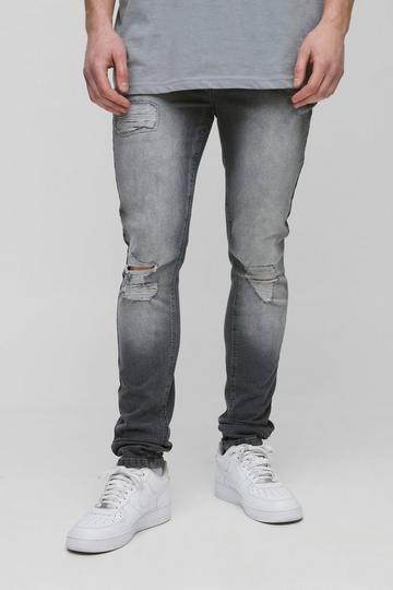 Tall Skinny Ripped Stretch Jeans mid grey