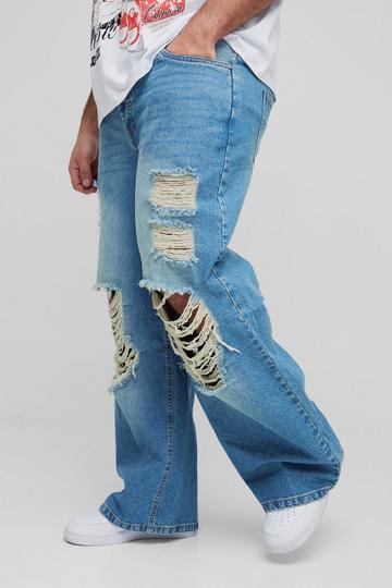 Plus Relaxed Ripped Rigid Jeans antique blue