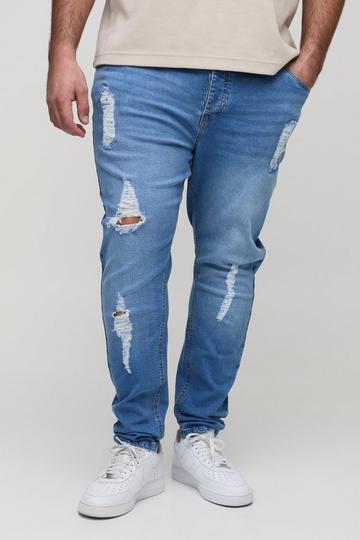 Plus Skinny Ripped Stretch Jeans light blue