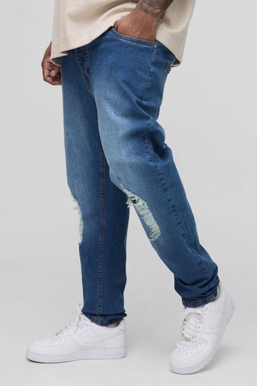 Plus Skinny Ripped Stretch Jeans mid blue