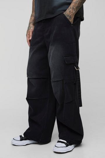 Tall Strap Detail Parachute Fit Jeans washed black
