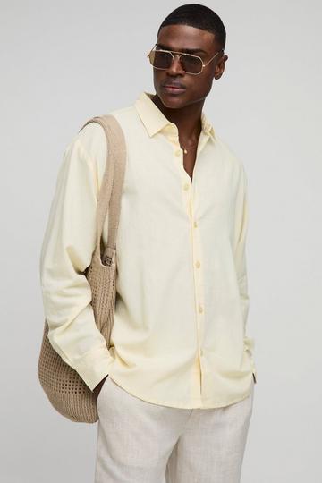 Super Oversized Long Sleeve Collared Linen Shirt yellow