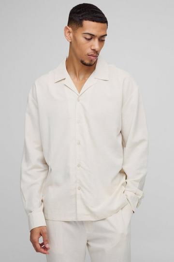 Oversized Long Sleeve Revere Linen Shirt natural