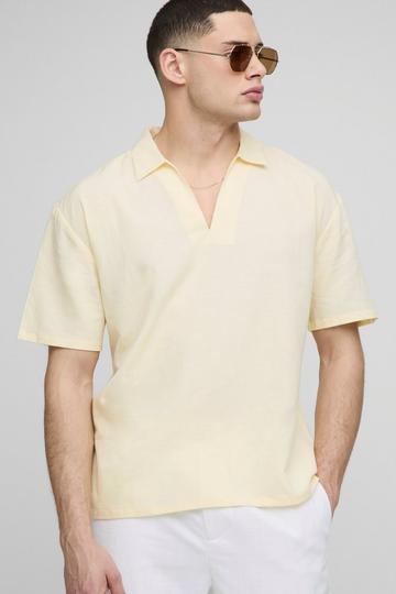 Oversized V-Neck Overhead Linen Shirt yellow