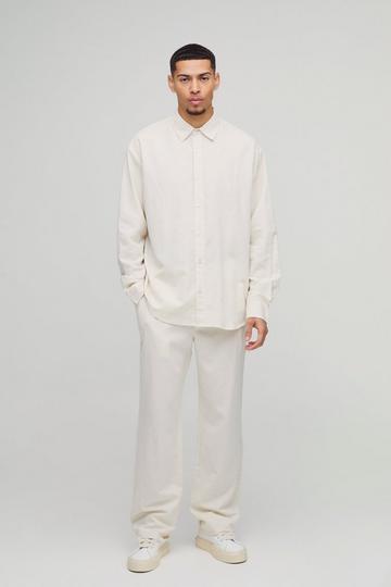 Super Oversized Linen Shirt & Relaxed Trouser Set natural