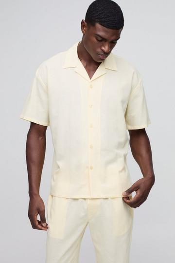 Oversized Revere Linen Short Sleeve Shirt yellow