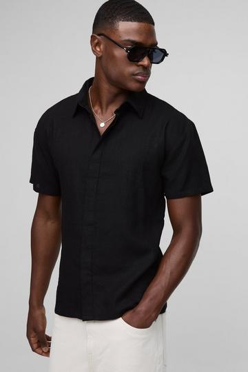 Heavyweight Linen Regular Fit Shirt black