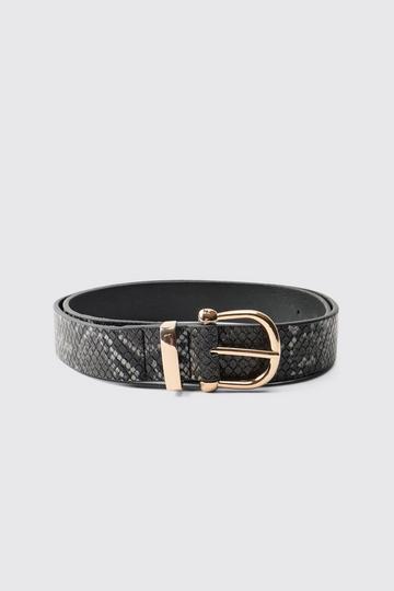 Zwarte Nep Slangenleer Riem black