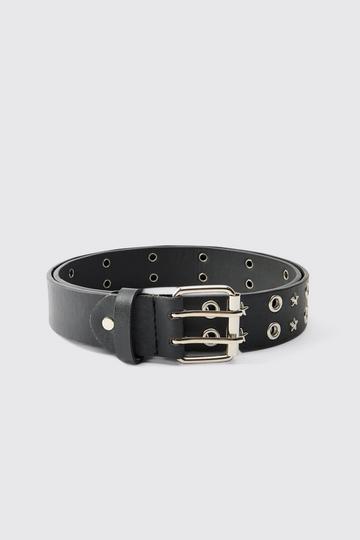 Black Star Studded Belt in Black