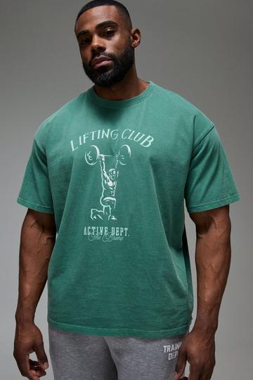 Man Active Overdye Lifting Club T-Shirt green