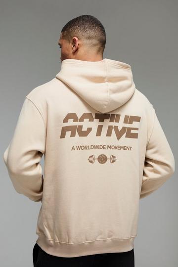 Sand Beige Man Active Oversized Hoodie