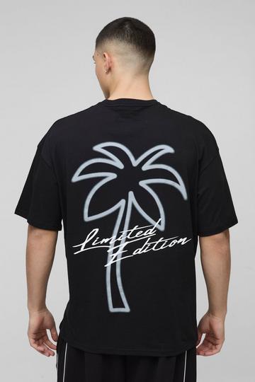 Oversized Palm Print Lijntekening T-Shirt black