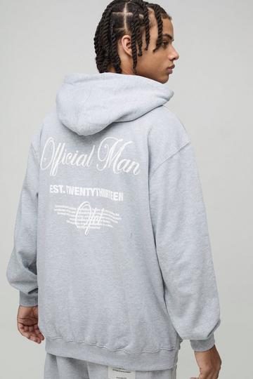 Oversized Official Man Hoodie Met Print grey marl