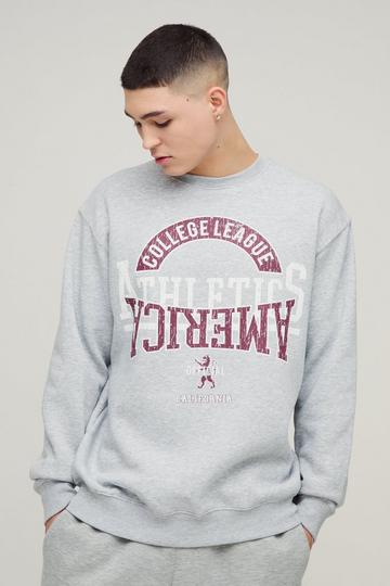 Oversized Varsity Graphic Sweatshirt grey marl