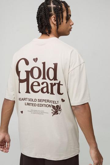 Oversized Cold Heart T-Shirt Met Tekst stone