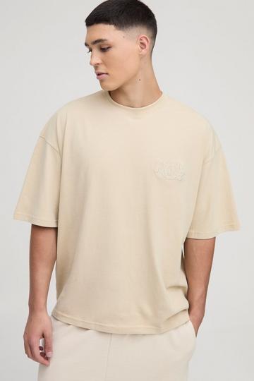 Oversized Boxy Homme T-Shirt Met Perzikhuid stone