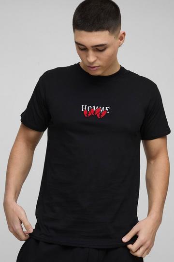 Geborduurd Homme Hartjes T-Shirt Met Print black