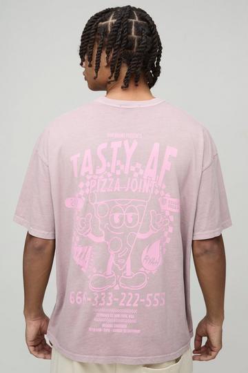 Oversized Tasty AF Carton Graphic Washed T-Shirt taupe