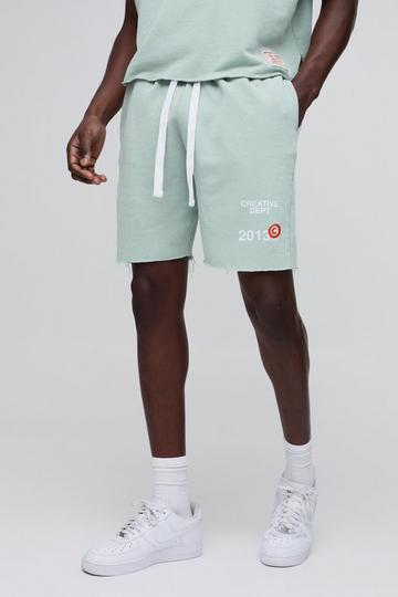 Korte Gebleekte Baggy Shorts Met Print green