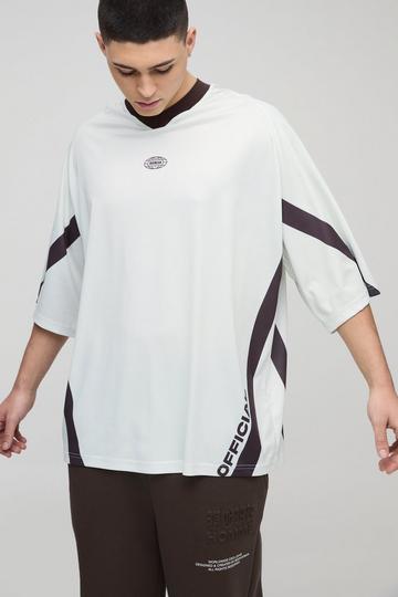 Oversized Longline V Neck Mesh Hockey Top ecru