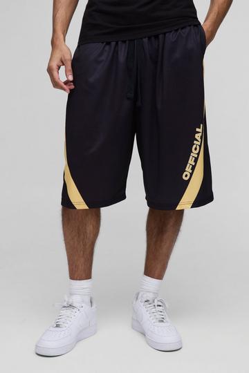 Black Oversized Longline Mesh Basketball Shorts