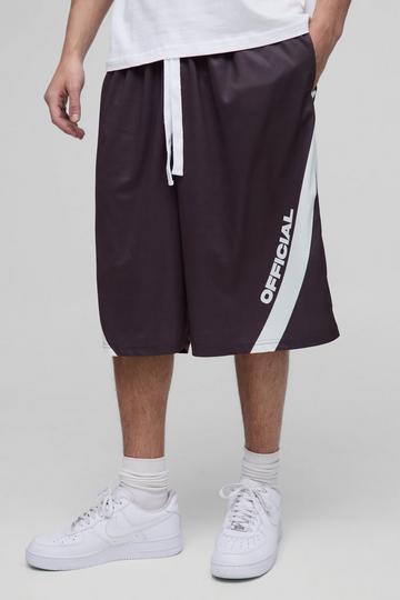 Oversized Longline Mesh Basketball Shorts brown