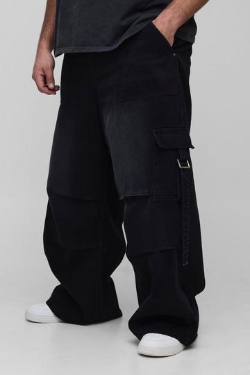 Plus Strap Detail Parachute Fit Jeans washed black