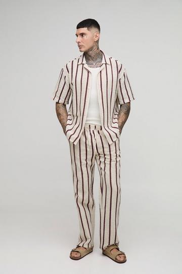 Tall Oversized Drop Overhemd Met Revers Kraag En Baggy Broek Set white