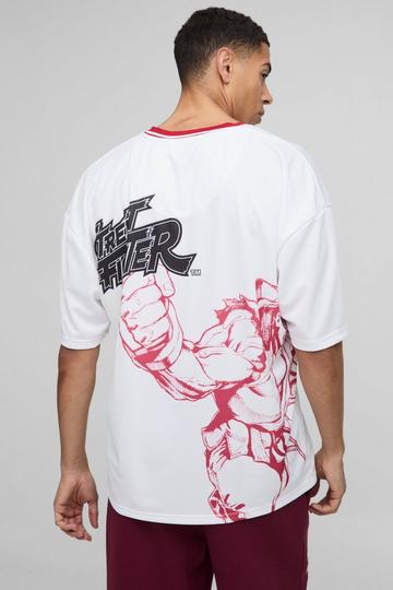 Oversized Street Fighter Arcade Mesh License Print T-Shirt white