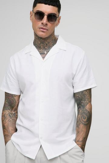 Tall Regular Fit Short Sleeve Linen Shirt white