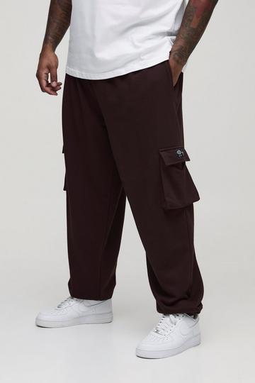 Plus Woven Tab Oversized Fit Cargo Joggers chocolate