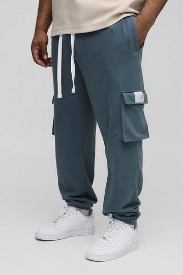 Plus Woven Tab Slim Fit Cargo Joggers slate blue