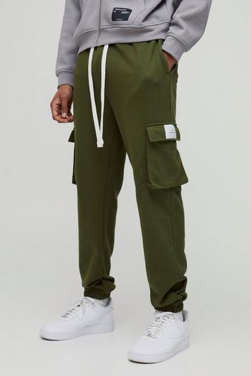 Khaki Tall Woven Tab Slim Fit Cargo Joggers