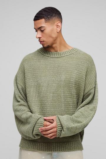 Pull oversize bouclé en acrylique olive