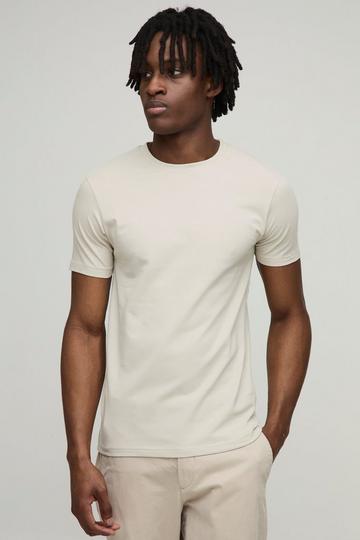 Basic Muscle Fit Crew Neck T-Shirt stone
