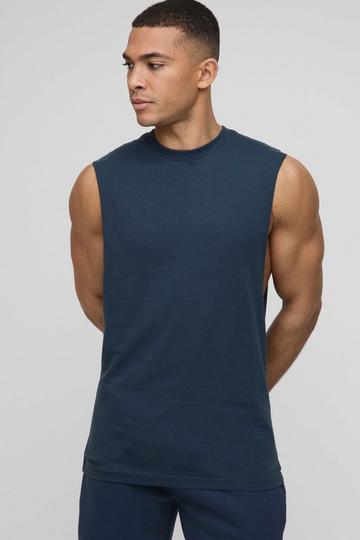 Navy Regular Fit Basic Drop Armhole Tank