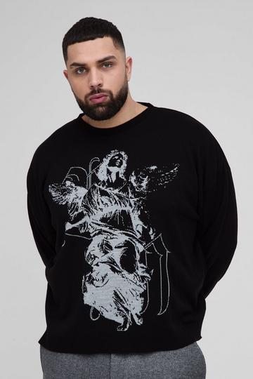 Plus Renaissance Boxy Oversized Knitted Jumper black