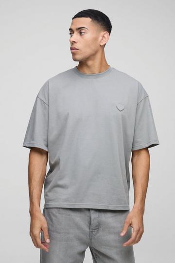 Oversized Boxy Hartjes T-Shirt Met Reliëf charcoal