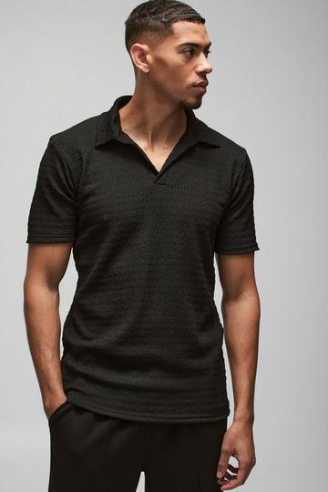 Slim Textured Revere Polo black