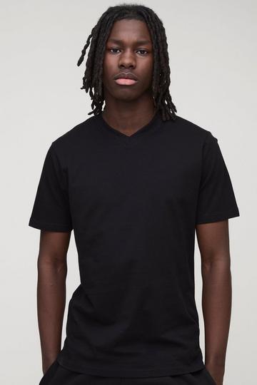 Slim Fit Basic V Neck T-Shirt black