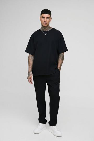 Tall Geplooid T-Shirt En Broek Set black