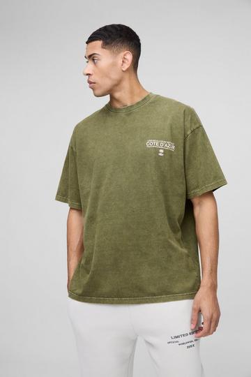 Oversized Cote D'Azur Graphic T-Shirt khaki