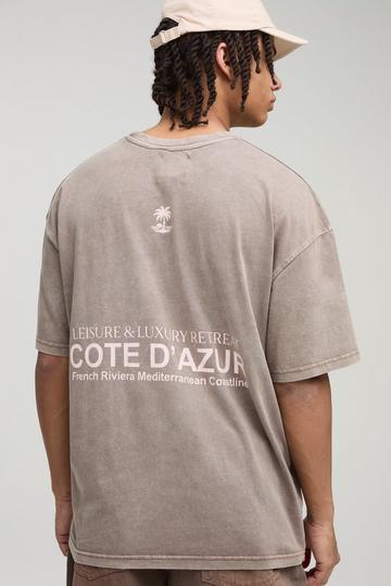 Oversized Cote D'Azur Graphic T-Shirt mocha